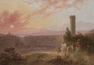 Vista del Lago Nemi al Atardecer
