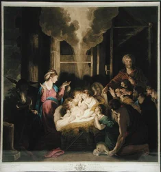 La Natividad, dibujada por Josiah Boydell y grabada por G.J & J.G Fracius