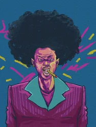 Fumador afro con mucho carácter