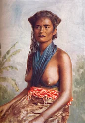 Una mujer de Fiji con vestido nativo, 1902