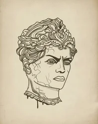 Busto de un anciano feroz