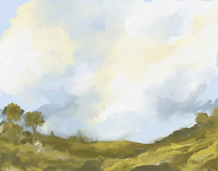 Paisaje de nubes sobre campos ondulados