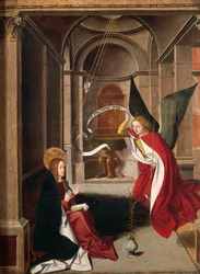 Anunciación, de Josse Lieferinxe (fallecido antes de 1508), detalle