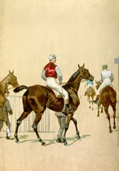 Caballos y jockeys, siglo XX (ilustración)