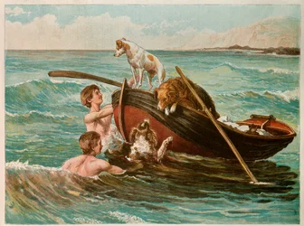 Perros en un barco, siglo XX (ilustración)