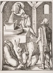 El Molinero. Reproducción del siglo XIX de un grabado del siglo XVI de Jost Amman
