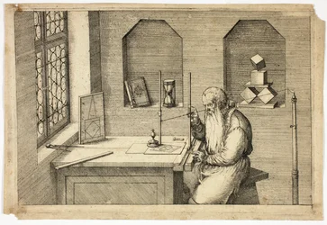 Retrato de Wenzel Jamnitzer en su estudio