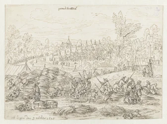 Vista de un campamento del ejército de Willem III cerca de Grand-Hallet, Lieja