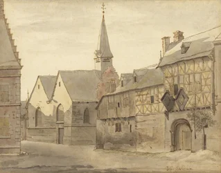 Vista de la iglesia de San Jacobo y la posada, Maastricht