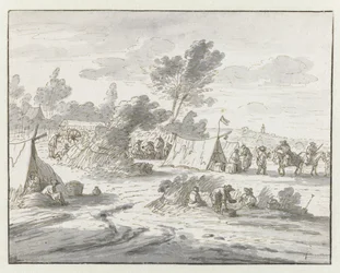 Vista de un campamento del ejército de Willem III cerca de Lembeek, Brabante Flamenco