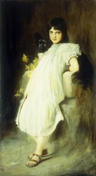 Retrato de una niña con su perro, 1908