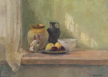 Naturaleza muerta con perro de porcelana