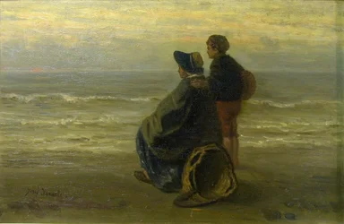Madre e hijo a la orilla del mar, c.1890 (óleo sobre tabla)