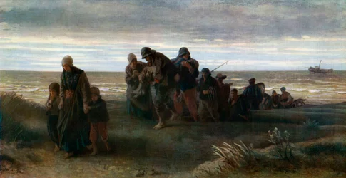 Pescadores llevando a un hombre ahogado, c1861, 1912