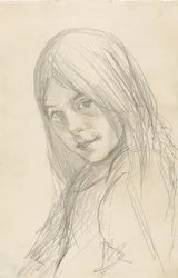 Retrato de una chica con el pelo suelto