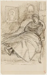 Mujer dormida sobre un canapé