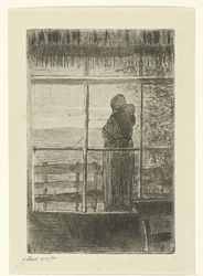 Mujer esperando con niño