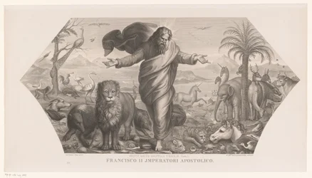 creación de los animales Fecit deus bestias terrae (título sobre objeto) Creación (título de la serie)