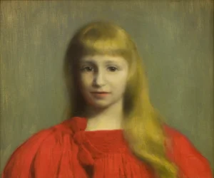 Niña con vestido rojo