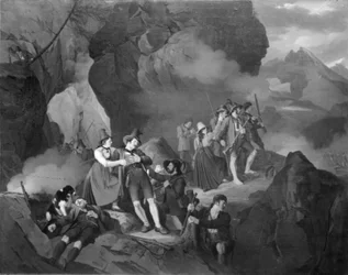 Los tiroleses luchando contra los franceses en las montañas