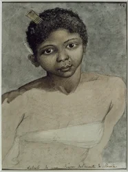 Retrato de una mujer negra de los Montagned de Manila, realizado durante la expedición a Filipinas de Malaspina con las corbetas Atrevida y Descubierta