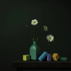Jarrón «Daisy» con bloques geométricos