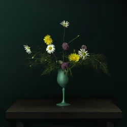 Naturaleza muerta con jarrón de flores silvestres