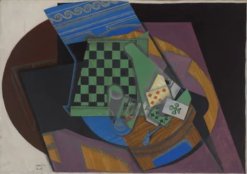Tablero de ajedrez y cartas, 1915