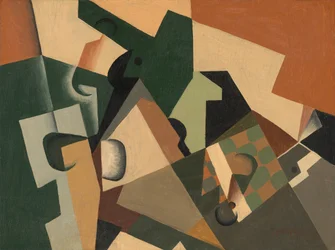 Vidrio y damero, c.1917 (óleo sobre madera)
