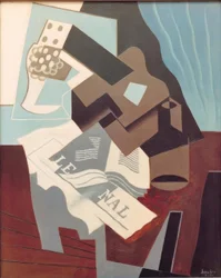 Guitarra, libro y periódico