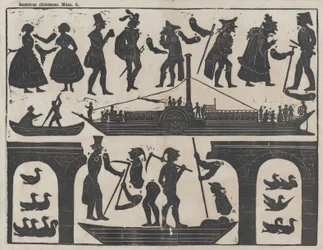 Lámina 4 de figuras para títeres de sombras chinos, ca. 1850-70