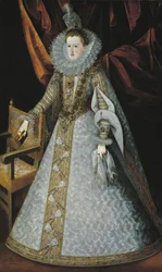 Margarita de Austria Estiria archiduquesa de Austria y luego reina consorte de España - Retrato de Margarita de Austria (1584-1611) por Pantoja de la Cruz, Juan (1553-1608)