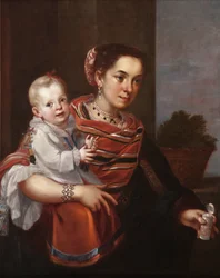 Pintura de castas (De español y morisca, albino)