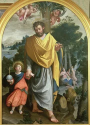 San José guiando al niño Cristo