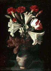 Florero (Lirios y Claveles en un jarrón)