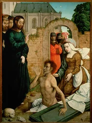 La resurrección de Lázaro, panel de un altar (pintura sobre madera)