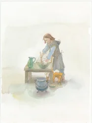Un cocinero medieval preparando comida, 2004