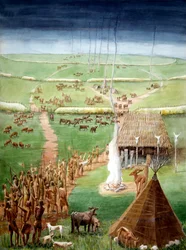 Colina del Molino de Viento, Avebury, Wiltshire, en tiempos neolíticos