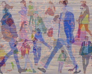 Paseantes de la ciudad abstracta