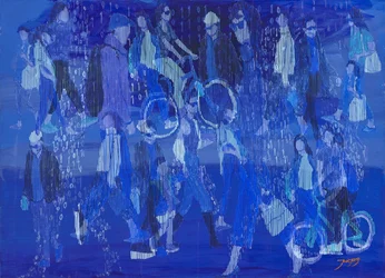 Multitud digital azul