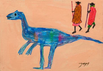 Paseo tribal del dinosaurio azul