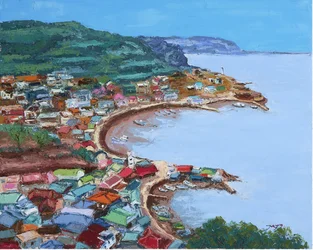 Pueblo costero lleno de colorido