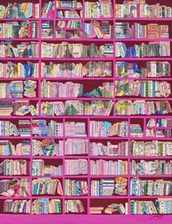 Estanterías de colores en rosa