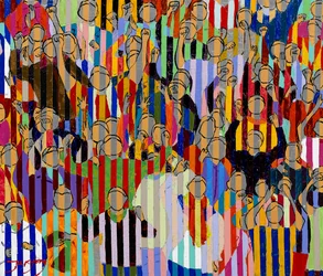 Multitud enérgica y variopinta