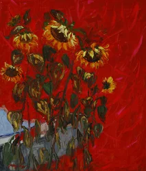 Girasoles dorados rojos