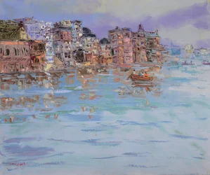 Mañana en el río de Varanasi