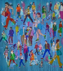 Multitud urbana llena de vida