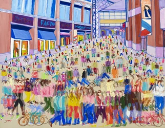 Multitud urbana llena de vida