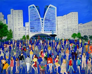 Multitud urbana llena de vida
