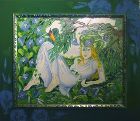 Ninfa I -Acostada en el musgo- (con cisne)